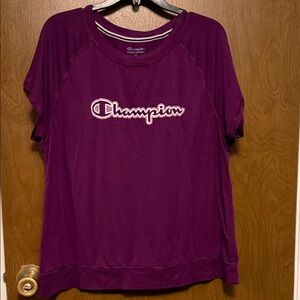 Champion Women's Deep Purple Logo Crewneck Short Sleeve Tee Size XL